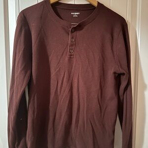 Old Navy Men's Long Sleeve Henley Maroon